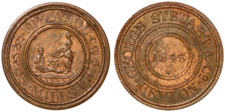 Ceylon. Wekande Mills CU Plantation Worker token. 1843.