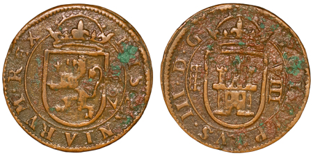 Spain. Philip III CU 8 Maravedis. 1607.