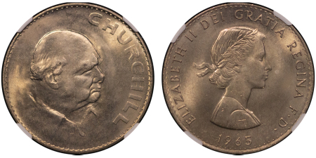 Great Britain. Elizabeth II Cu Ni Five Shillings Winston Churchill Commemorative. 1965.