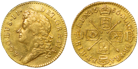 Great Britain. James II AU ½ Guinea. 1686.