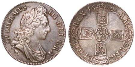 Great Britain. William III AR Crown, Unrecorded Error edge. 1695.