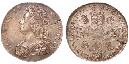 Great Britain. George II AR Roses & Plumes Crown. 1736.
