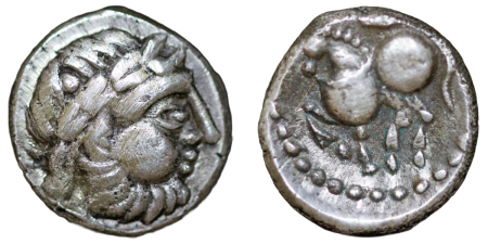 Celtic Coinage. Danubian Celts AR Drachm "Kugelwange" type. 300-200BC.
