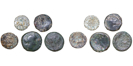 Ancient Greece. Thessalonica lot of 5x Æ 16 to 21mm. 187-31 BC.
