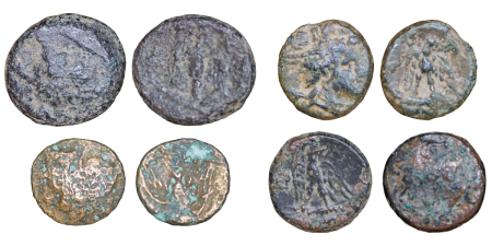 Ancient Greece. Perseus Æ 17 to Æ 23.00mm lot of 4x Bronzes. 179-168BC.