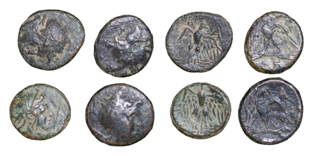 Ancient Greece. Perseus Æ 17 to Æ 23.00mm lot of 4x Bronzes. 179-168BC.