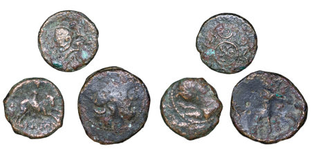 Ancient Greece. Amphilopolis & Macedon Æ 17-22.00mm lot x3 pieces. 336-149BC.