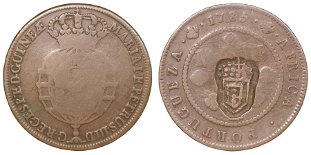 Portuguese Africa, Angola. Maria I CU Counter Marked 2 Macutas. 1785 (1837).