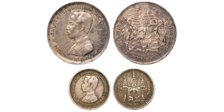 Thailand. Rama V AR 1 Baht & ¼ Baht lot. 1900-1909.