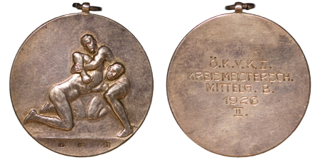 Austria. Silver Prize award for Wresting at Middleweight division. 1926.