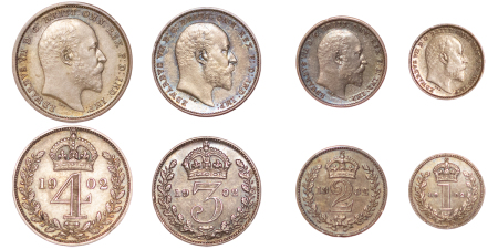 Great Britain. Edward VII AG Maundy Year Set, boxed. 1902.
