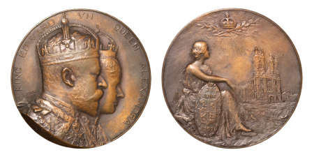 Great Britain. Edward VII Æ boxed Coronation Medallion by Elkington. 1902.