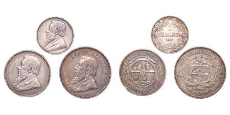 South Africa. Paul Kruger AG Halfcrown, 2 Shillings 1896 & Shilling 1897..