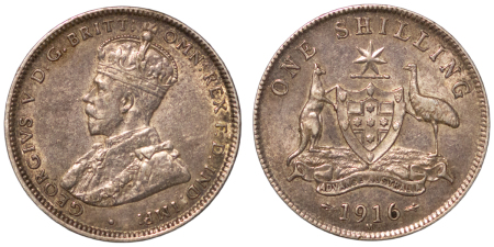 Australia, British Colonial. George V AG Shilling. 1916M.