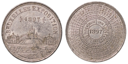 Belgium. Bruxelles ALU Expo Calendar Token. 1897.