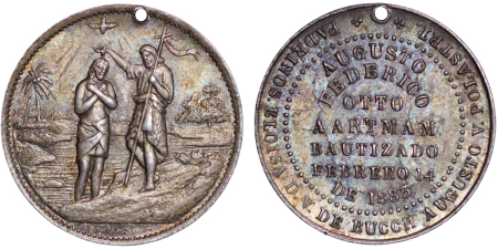 Portugal. Baptism of Frederick August III of Saxony AR Medal. 1883.