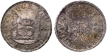 Mexico. Philip V AR 4 Reales "Pillar Type". 1740/30 MO MF.