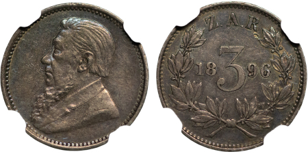 South Africa. Paul Kruger AR Threepence. 1896.