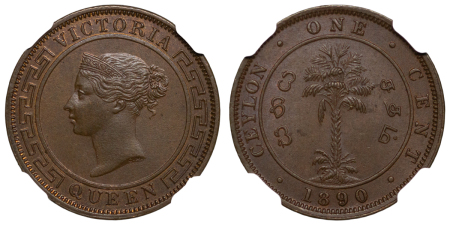 Ceylon, British Administration. Victoria CU 1 Cent. 1890.