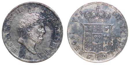 Italian States, Naples. Ferdinand II AR Piste da 120 Grana. 1856. 