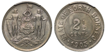 North Borneo. British North Borneo Company Limited Cu Ni 2.5 Cents. 1903-H.