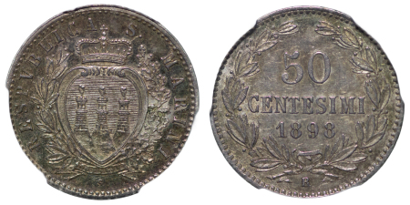 Italian Republic of San Marino AR 50 Centesimi. 1898-R. 