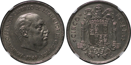 Spain. Francisco Franco Cu Ni 5 Pestetas. 1949(51).
