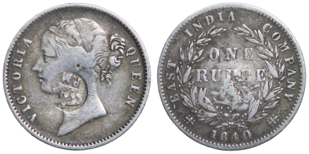 Portuguese Africa, Mozambique. P.M. Counterstamp on British India AR Rupee. 1840.