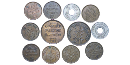 Palestine. Mixed lot of 12x Copper and Nickel coins. 1927-1942.