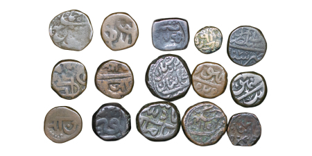 Indian States. Mixed lot of 15x Various "Dump" Copper coins. 1700-1880.