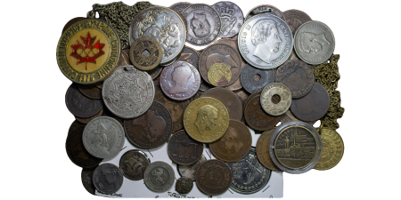 Mixed World Lot of 90x Copper, Nickel & Bronze Coins, Medals & Tokens.. 1770-1970.