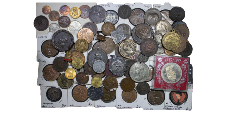Great Britain. Mixed lot of 81x Copper, Bronze & base metal Coins, Medals and Tokens. 200AD-2000.