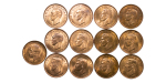 Great Britain. George V & George VI CU Penny lot of 13. 1936-1938. 