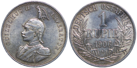German East Africa. Wilhelm II AR Rupee. 1906A.