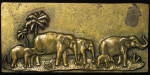 Africa, French West. Elephant family Brass Plaque. 1880-1920.