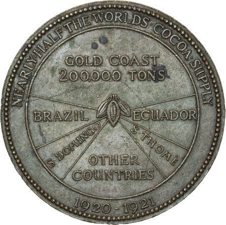 Gold Coast, Africa. Æ Advertising medallion. 1920-21.