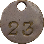 Jamaica. Brass Fruit Plantation Works Tally. c. 1920-1930. 