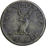 Ceylon, Colombo Slave Island Brass Sixpence token. 1859.