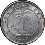 Africa, Liberia CU Ni 1/2 Cent. 1941.  