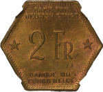 Africa, Belgium Congo Brass 2 Francs. 1943. 