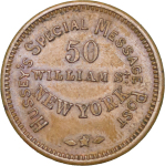 USA, New York.. Husseys Special Message Post CU 1 Cent token. 1863. 