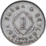 India, Burma & Ceylon. Machine 1 Anna CU Ni Token. 1940.
