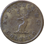 Ceylon, Colombo Slave Island Brass Sixpence token. 1859.