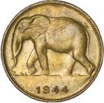 Africa, Belgium Congo Brass 1 Franc. 1944.