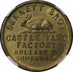 Great Britain, Southwark. Sennett Bros. Brass Advertising Token. 1840-1875.