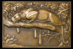 France. Mauruce Thenot Æ Plaque "Leopard". 1936. 