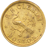 Great Britain, Boston, Lincs. R.H.Clemow Brass 1 1/2d. Pub Token. 1880-90.