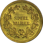 Germany. Fox looking at Bird in Tree Brass Spiel Marke or Counter. C. 1930. 