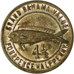 Grand Bahamas, Grand Bahamas Club BR 4 1/2d. Token. Circa 1950-60.