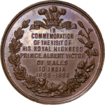 India, British Colonial. Prince Albert CU Medallion. 1890.
